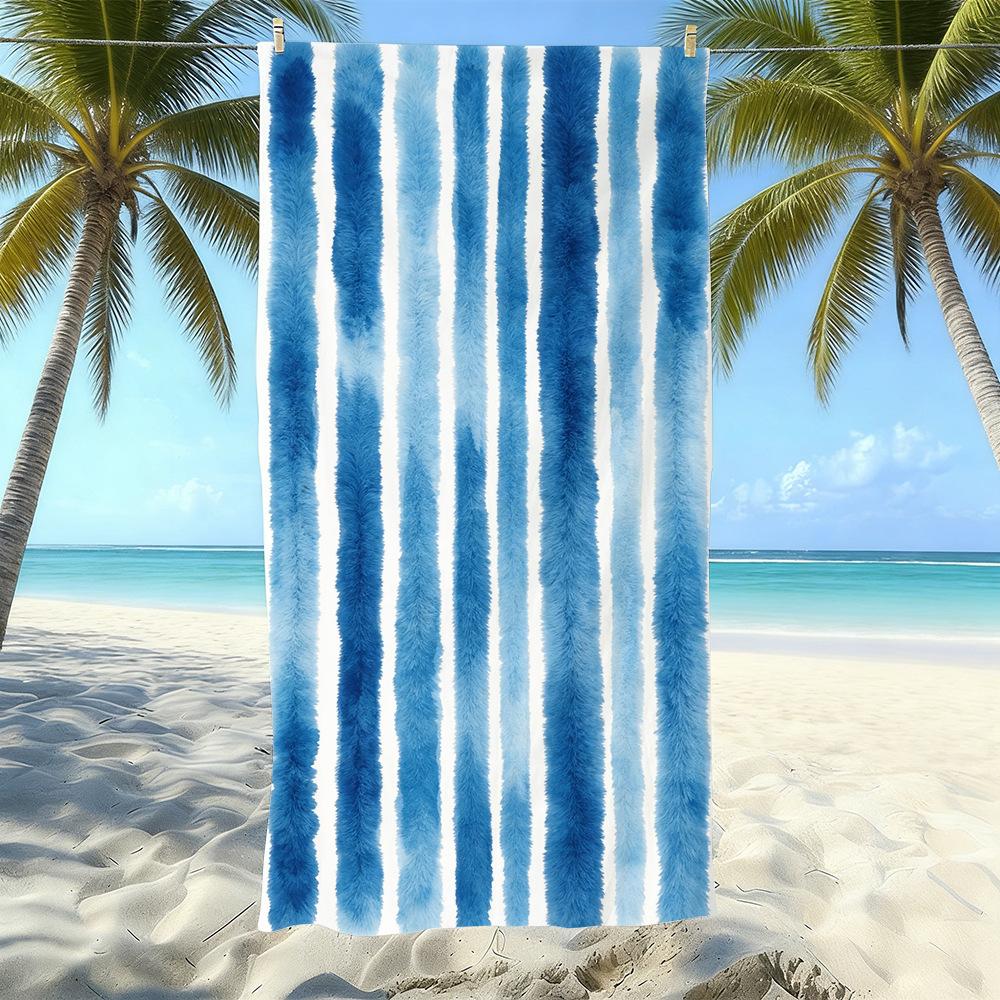 Populaire gestreepte bedrukte strandlaken Sneldrogend Zandvrij Volwassen Zwem Bad Handdoek Microvezel Handdoek