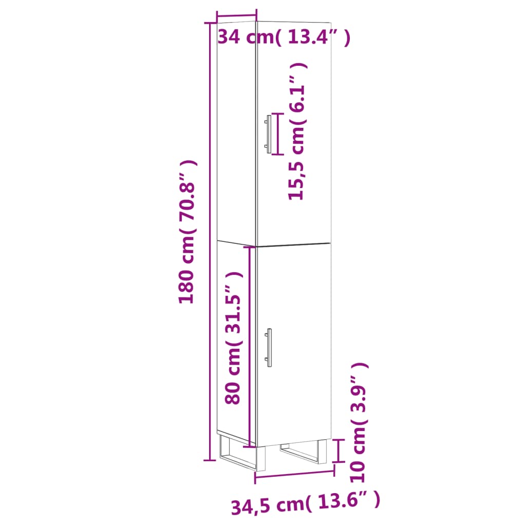 Highboard Concrete Grey 34.5 x 34 x 180 cm Particleboard