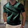 Men Gradient Polo Shirt Short Sleeve 3d Print Tops Fashion Polyester Breathable Comfortable Polos Shirts