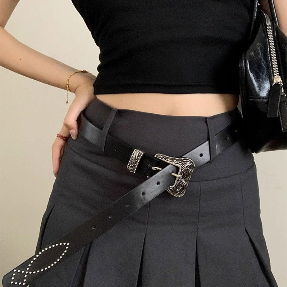 Pu Leather Y2K Jeans Belt Vintage Women's Waist Belt Fashion Punk Style Belt  Party