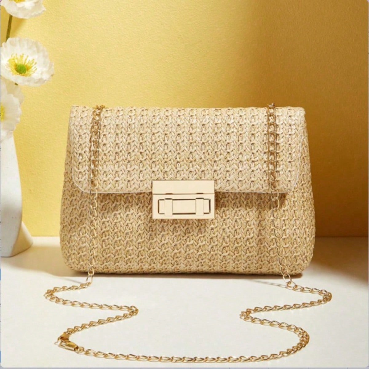 Sac à Bandoulière Nouveau Sac Carré Simple et Petit apricot color multicolore