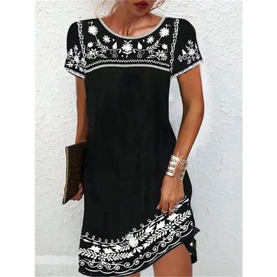 Summer Fashion Casual Floral Print Women's Dress Short Sleeve Mini Dress Beach Vacation Dress Y2k Sexy Dress Casual Nightie Homewear