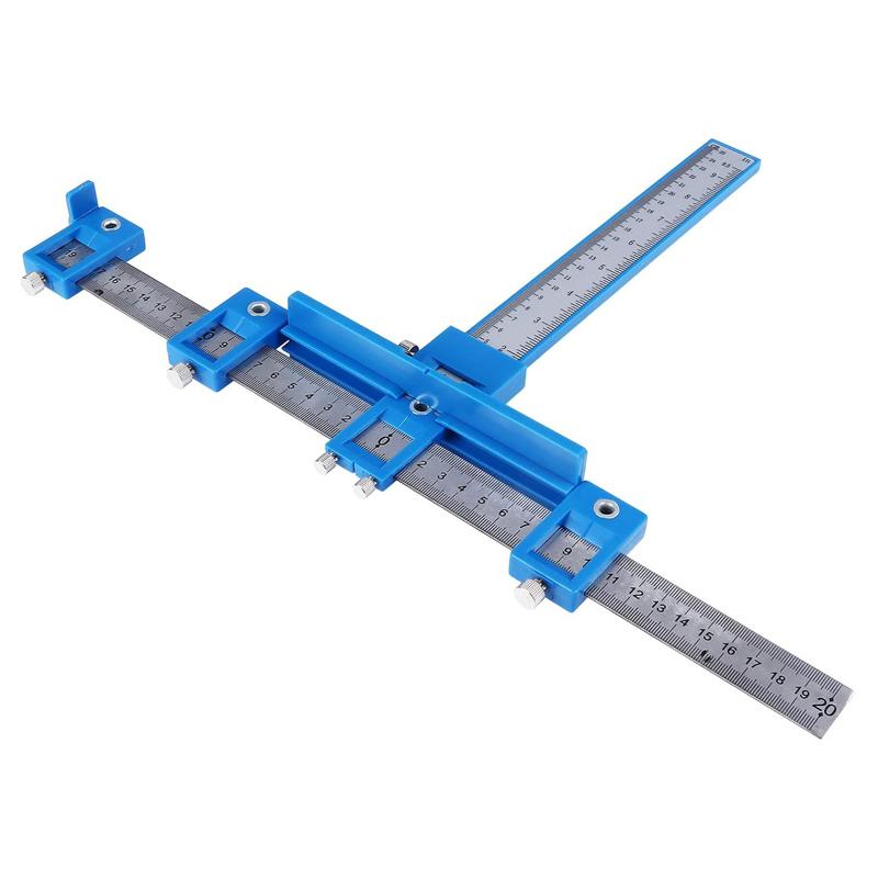 Jig din Aliaj de Aluminiu pentru Feronerie de Mobilă, Ghid de Localizare cu Pumn de Găurit, Reglabil, Instalare Rapidă și Precisă, unelte pentru prelucrarea lemnului