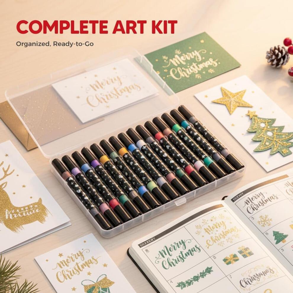 Glitter Gel Pens with Flexible Fiber Tips – 24-Pack, 10ml