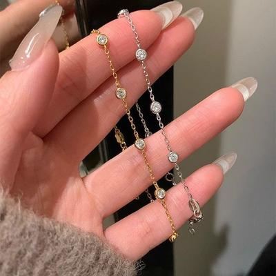 Flash Diamond Bubble Bracelet Women Ins Light Luxury Niche Minimalist Style Stacked Zircon Bead Jewelry