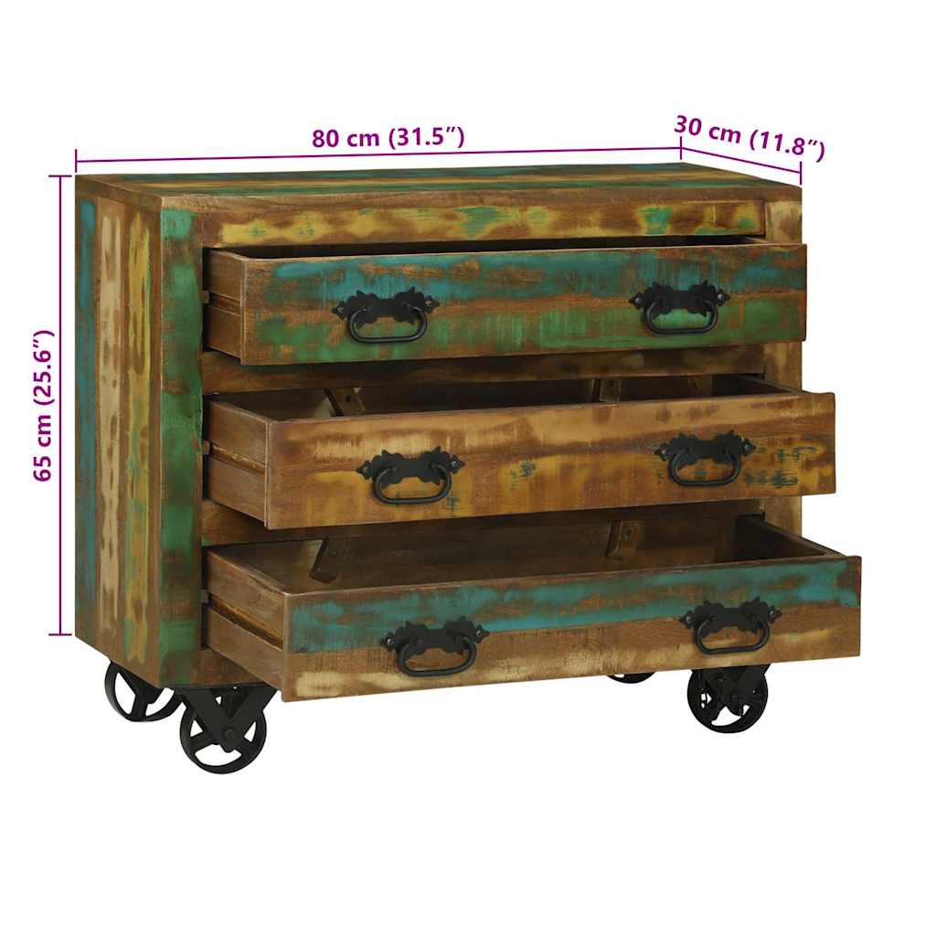Sideboard Brown 80 X 30 X 65 Cm Solid Reclaimed Wood