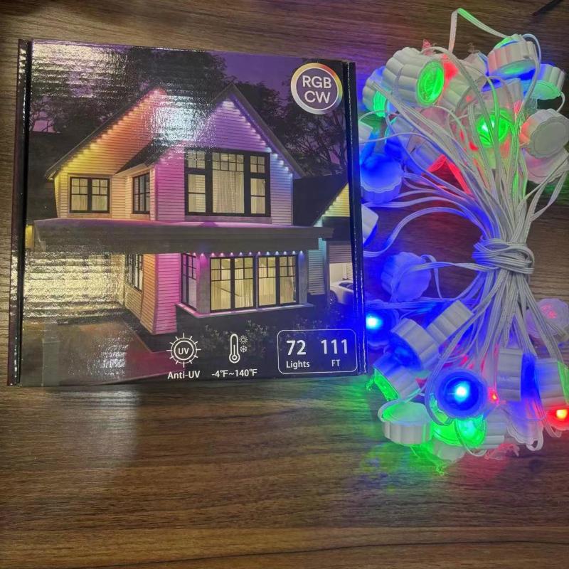 RGB Outdoor Eaves Lights - 50/100ft with 30/60 LEDs, Music Sync Party Lights