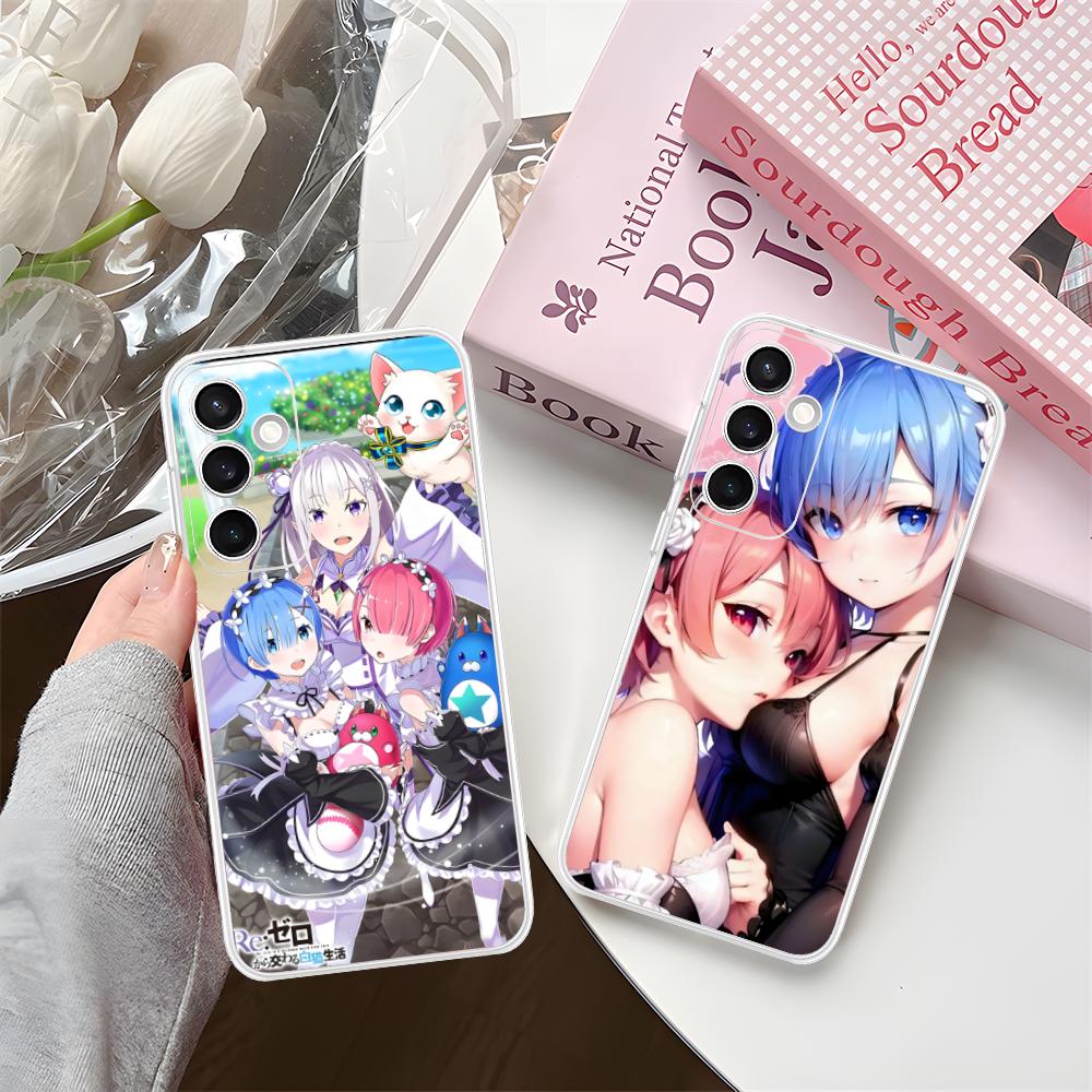 ReZero Rem Ram Clear Mobile Phone Case for Samsung Galaxy S25 S24 S23 S22 S21Plus FE Ultra Colorful Cover