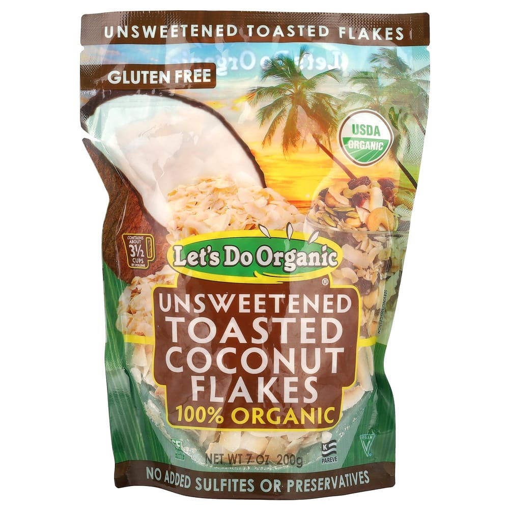 Edward & Sons Let s Do Organic 100% Unsweetened Toasted Coconut Flakes 200g (7oz)
