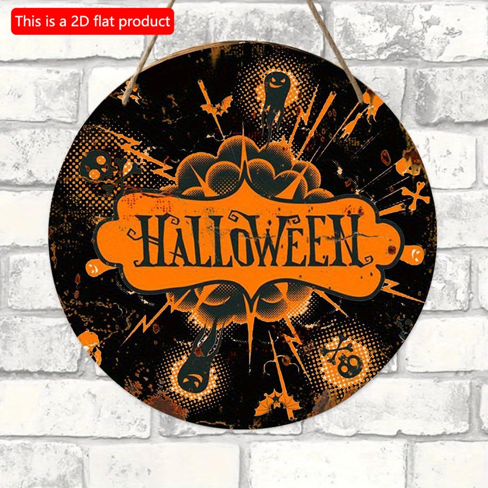 2d Flat 20*20cm, Halloween Home Decoration, Wooden Circular Logo Creative Decorative Plaque, for Home, Kitchen, Office, Garden, Bar Decor.