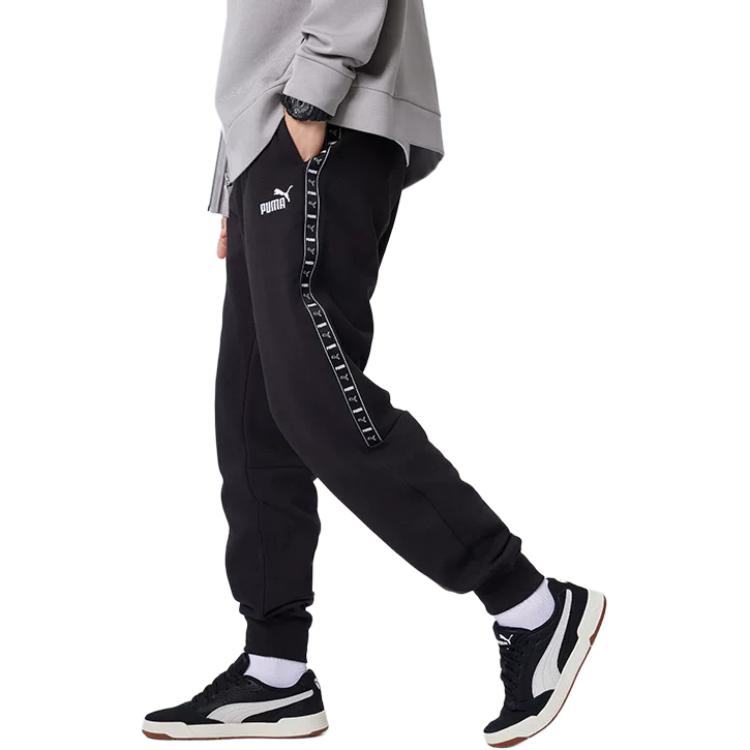 Puma ESS TAPE SWEATPANTS FL CL Mid Rise Thickened And Fleece Lined Thermal Elastic Knitted Sweatpants Unisex 691017-01
