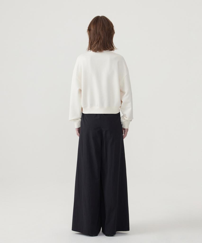 COVERNAT WOMAN Double-Pleat Elastic Waist Wide Pants Black