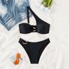 European & American Solid Color One-Shoulder Bikini Set - Women's Swimwear 2025