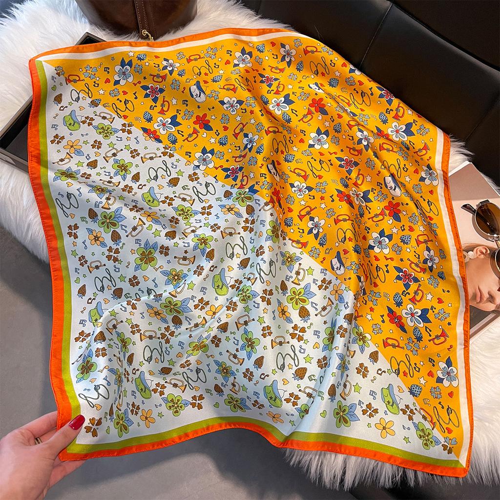 Bohemia Stlye 70*70 Damen Sommer Luxus Mode Seidenschal Weiches Haarband Halstuch Krawatte Weibliches Stirnband Foulard