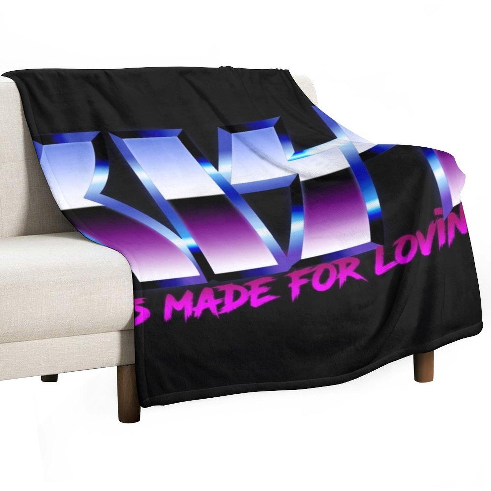 

KISS - I was made for lovin you - Chrome Throw Blanket Soft Plush Plaid Flannel Fabric Quilt Hairy Blankets 30x40in