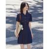 Women's Retro Faux Denim High-Waist Short-Sleeve Dress