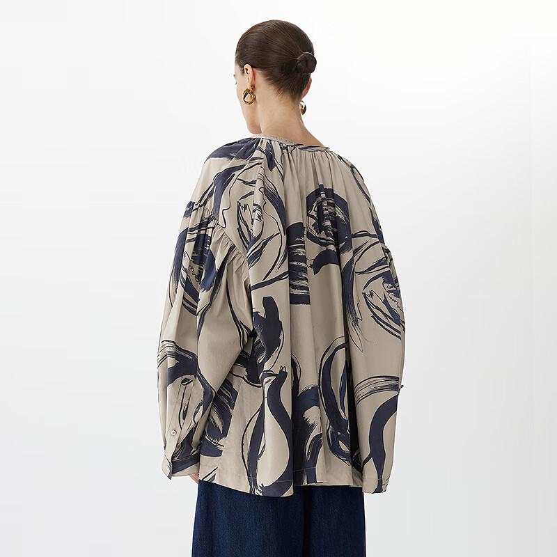 JNBY Tulip Print Round Neck Loose Long Sleeve Shirt