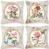 Retro American Plant Floral Print Linen Pillow Case Living Room Sofa Car Pillow Cushion