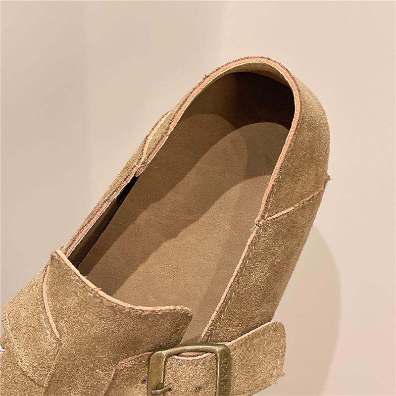 Retro Suede Round Toe Mary Janes with Hidden Heel & Soft Sole Loafers
