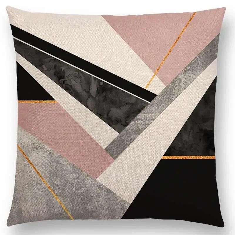 New Colorful Blocks Layers Stripes Geometric Combination Gold Lines Gorgeous Prints Cushion Cover Throw Pillow Case