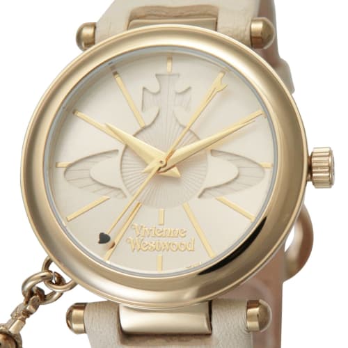 Vivienne Westwood Orb Watch, Gold, Beige Leather, Quartz Movement, Women's, VV006WHWH