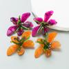 Damen-Ohrring, frische bunte Acryl-Blumen-Ohrstecker, übertriebene handgewebte Blütenblatt-Ohrringe
