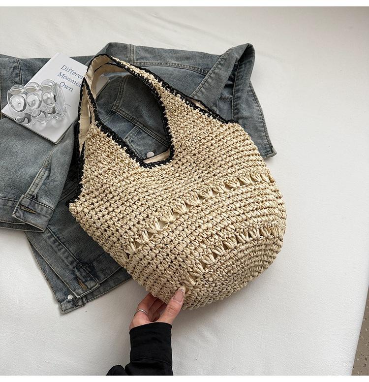 New casual shoulder bag hollow handbag woven bag sweet large capacity seaside vacation wind beach bag women's bag