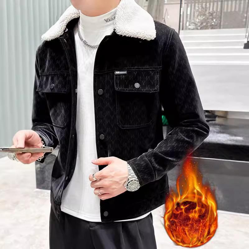 

Мужская флисовая утолщенная кожаная куртка Зимняя мужская молодежная куртка 5XL