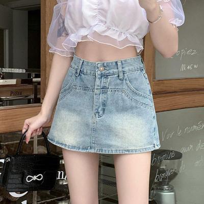 Unique Charm Short Skirt Thin Section of High-waisted A-line Skirt Pants Package Hip Versatile Half-body Skirt Ladies Summer Fashion Denim Short Skirt