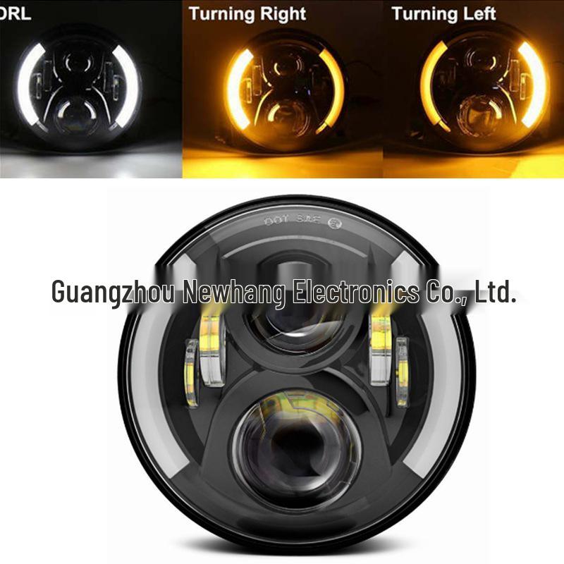 

7-inch LED Headlight with Turn Signal for Cars & Motorcycles - Black/Silver