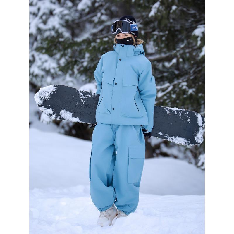 Skiwear Men and Women Winter Outdoor Waterproof Windproof Thickened Warm Thickened Snowboard Snowboarding Clothes Ski Suit Set