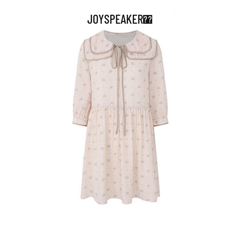 

JOY SPEAKER Floral Print Double Collar Long Sleeve Dress L