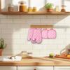 Pink Heat Resistant Oven Mitts and Potholders Set, 2 Packs of Quilted Gloves and 2 Packs of Heatproof Pads, Strong Grip for Hot Pans, Ideal for