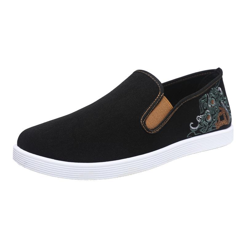 

Старые пекинские вышитые тканевые туфли мужские с мягкой подошвой молодежные повседневные и легкие однопедальные удобные и дышащие мужские туфли Guochao 45 синий