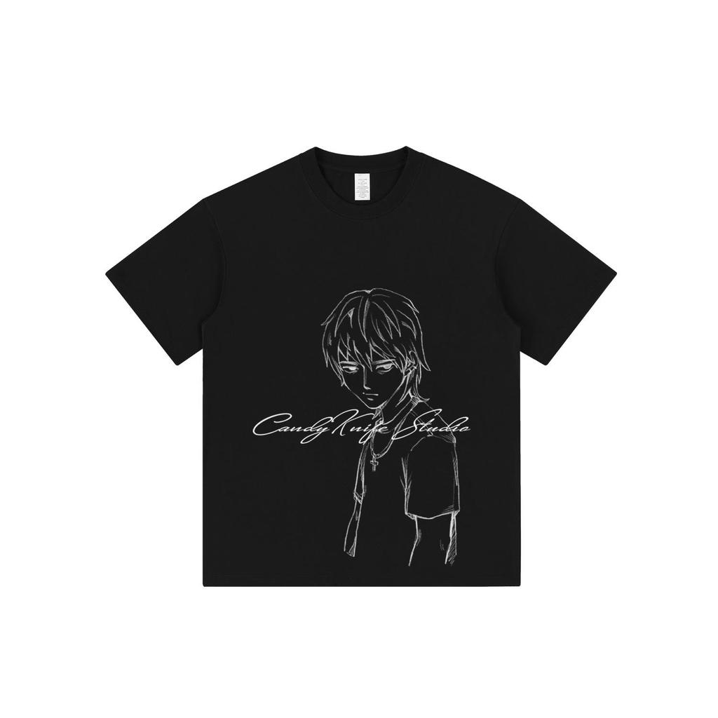 Japanisches Anime Oversized Baumwoll-T-Shirt - Kurzarm Rundhals für Studenten & Paare