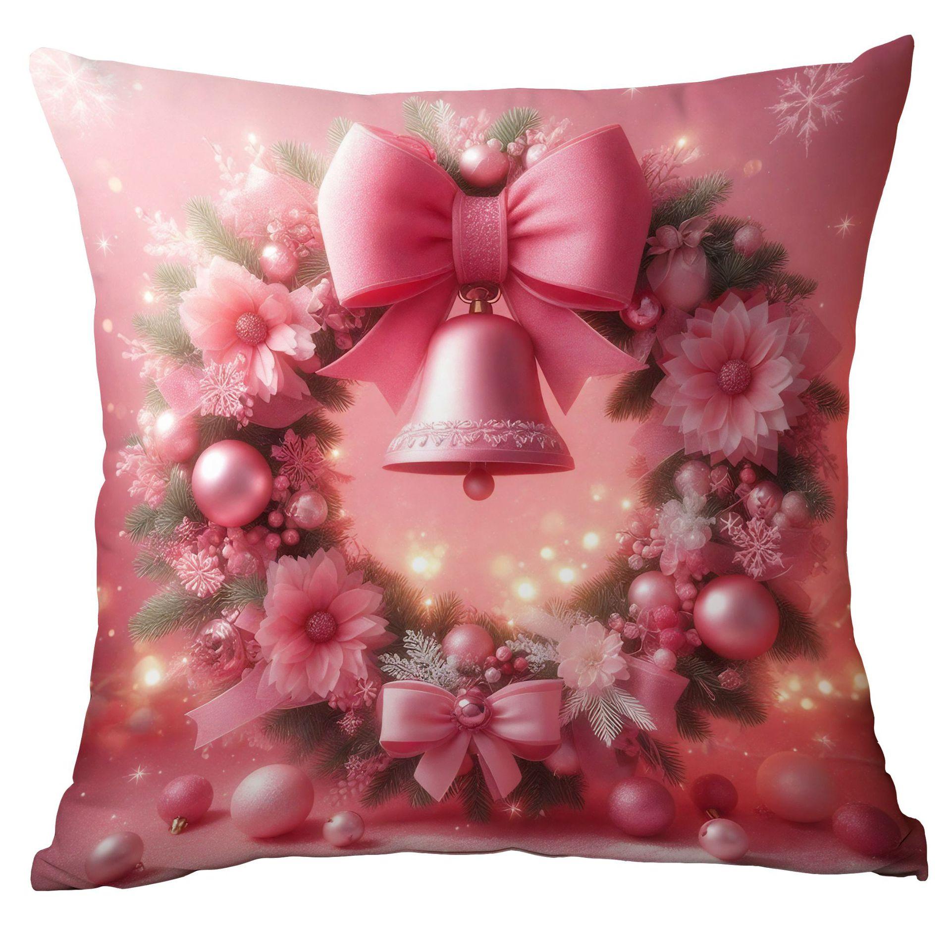 

2pcs New Pink Santa Claus Cushion Cover Sofa Bedroom Soft Sticky Luxury Pillow Cover Square Holiday Atmosphere Home Decoration 45x45cm 2pcs