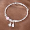 Sterling Silver Flower Peace Push-Pull Bracelets for Kids - Solid Enamel Design, Medium & Large Sizes Available.