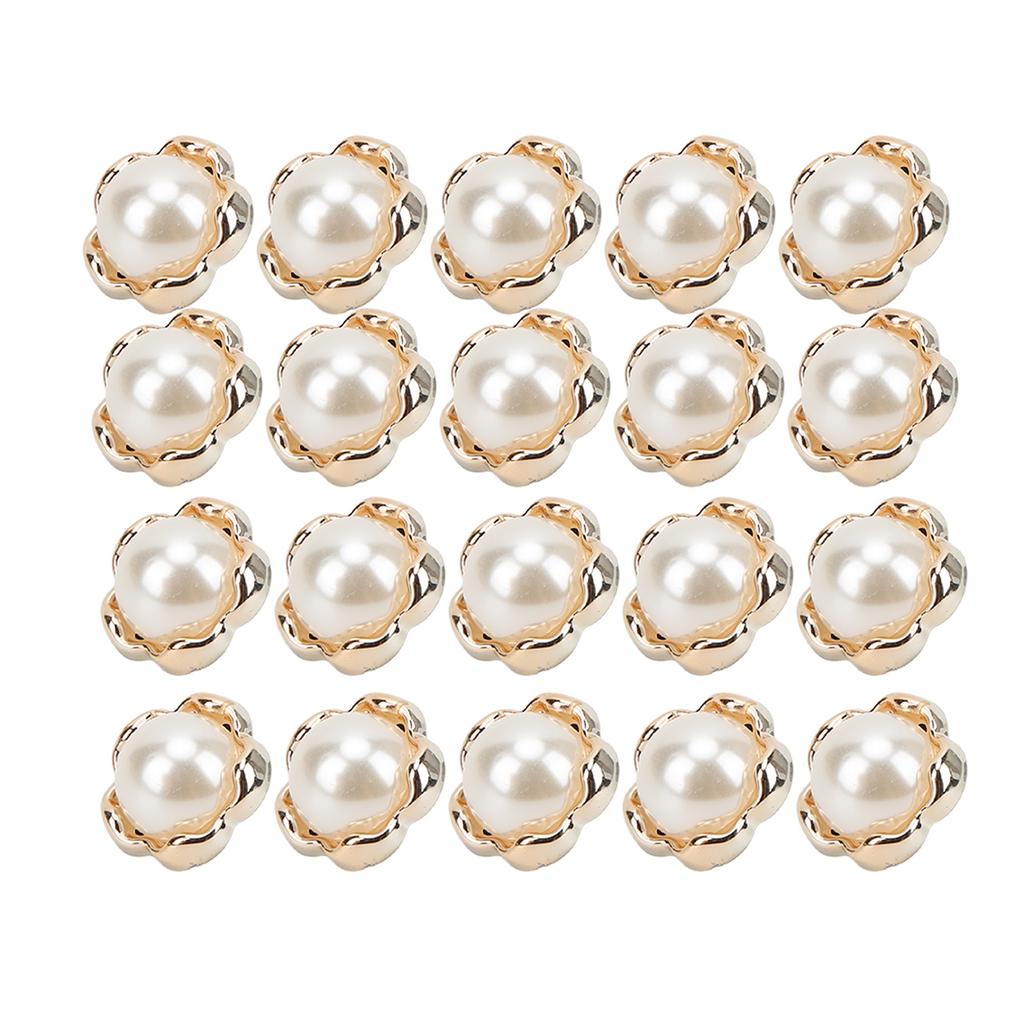 20pcs Pearl Buttons Flower Shape Vintage Exquisite Decorative Buttons for Sewing Craft Clothes