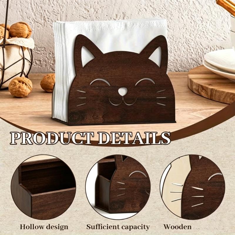 Dekorativer Holz-Serviettenhalter mit filigranem Ausschnittdesign Küchen-Papiertuchspender Tischdekoration für Partys Geeignet für Büros und Cafés