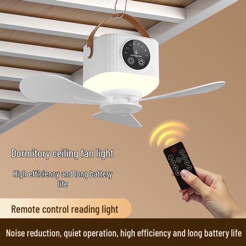 Rechargeable Mini Smart Ceiling Fan Light for Desktop, Camping, and Pendant Use
