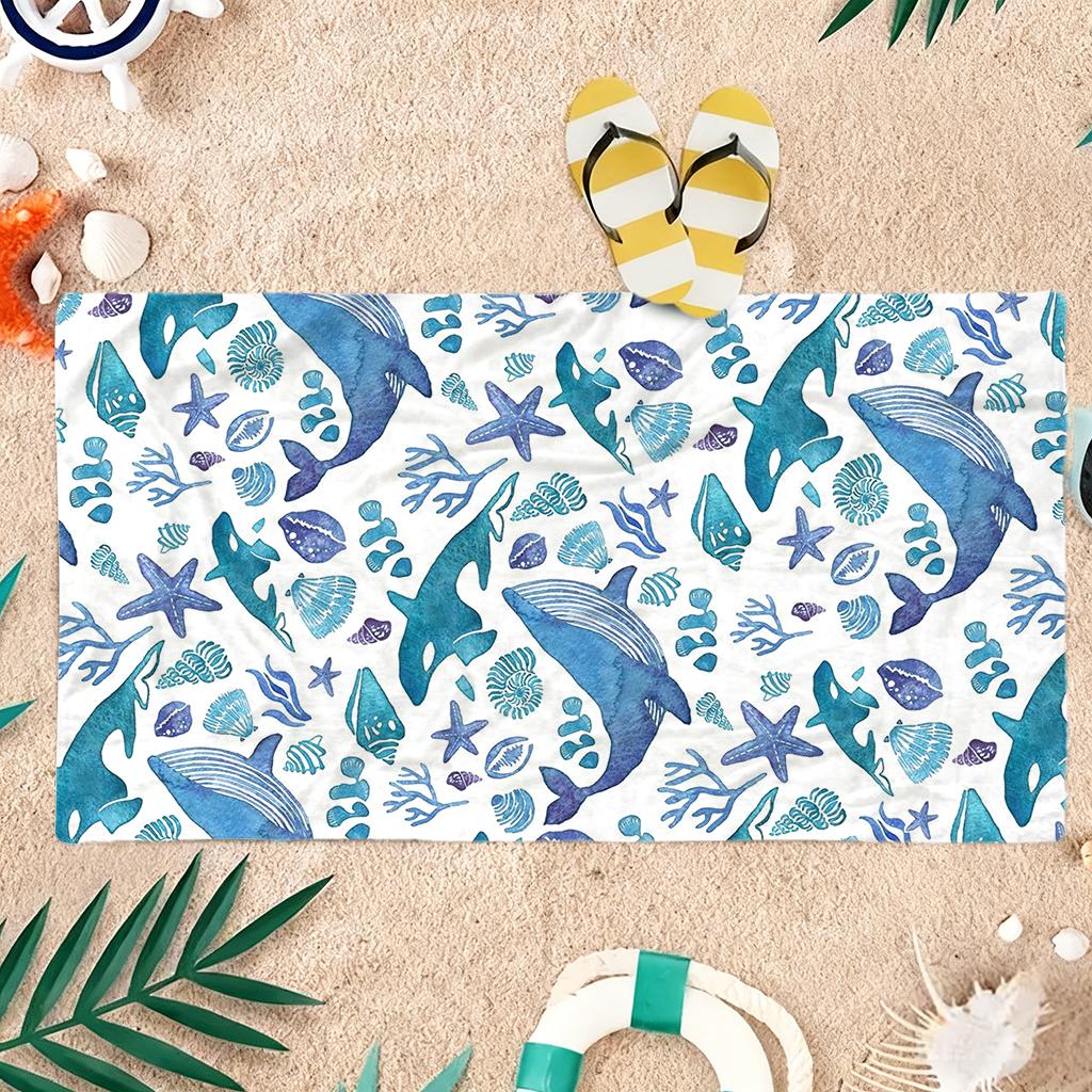 1 Stück Wal Strandtuch Frischer Urlaub Schnelltrocknend Super Saugfähig Geeignet für Schwimmen Strand Pool Fitnessstudio Yoga Geschenk für Freunde
