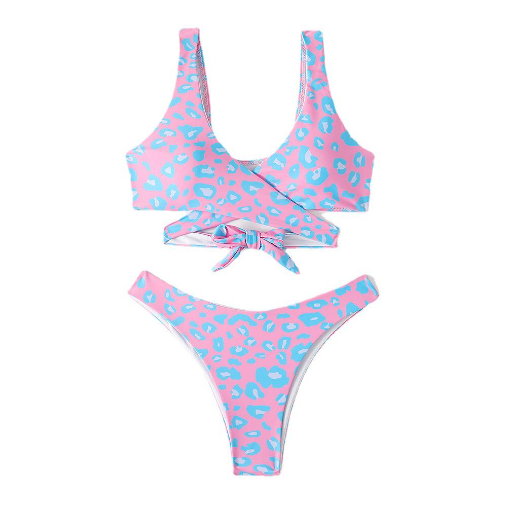 European Style Cross-Split Bikini - Trendy Printed Swimwear