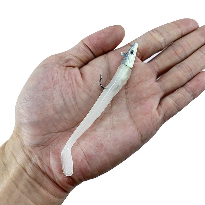 5pcs 10g Jig Head Soft Tail Bait Pike Bass Fishing Lure Bionic Eel Shore Jigging Sea Lake Boat Game Replaceable Reuse Fishhook