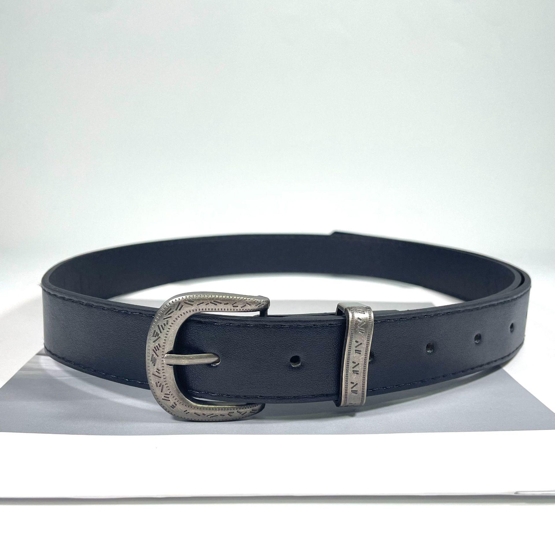 

Vintage-Inspired Carved Buckle Belt for Women - Stylish and Versatile. Length 97cm, Width 2.6cm, Weight 53g чёрный
