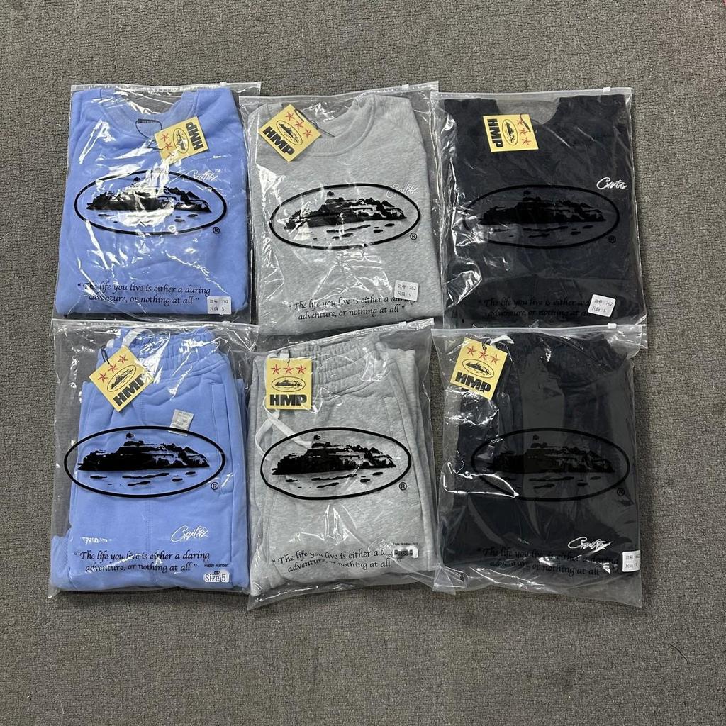 Bluza z kapturem Corteiz Unisex Casual z długim rękawem i okrągłym dekoltem z haftowanym logo