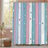 1Pc Heart Shaped Valentine S Day Shower Curtain - With Hooks Print Polyester Shower Curtain Bathroom Decoration Hanging Curtain