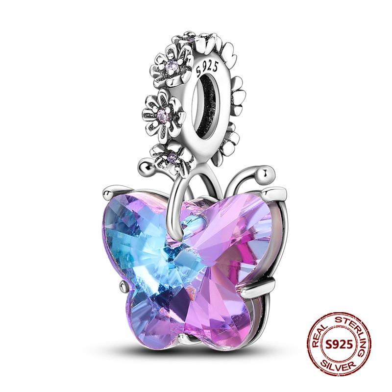 Copper Luminous Fireflyzircon Colorful Butterfly Sunflower Cat Dog Charms Beads Fit Diy Bracelets Jewelry Gift