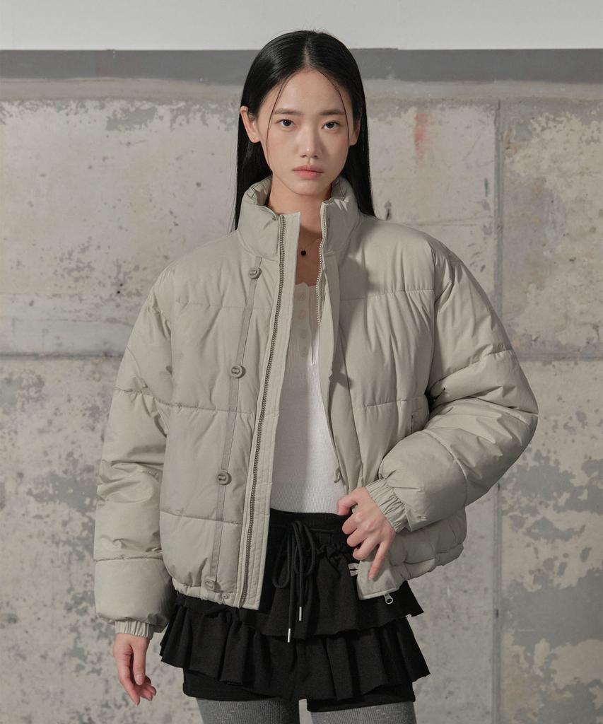 SECONDMONO Double Adjust Button Short Padded Jumper [Beige]_Sejp005Beige