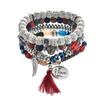 New Crystal Multi-layer Contrasting Turquoise Bracelet Wing Alloy Tassel 4-piece Set