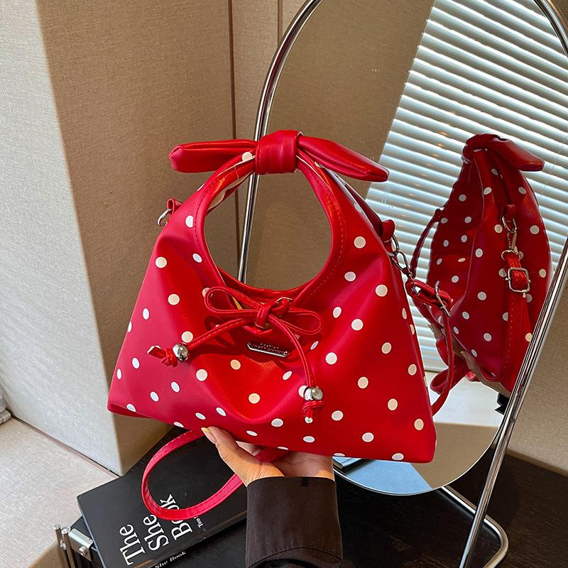 Dot Pattern Bow Bag - Fashionable Crossbody Bag, Stylish Single-shoulder Handbag